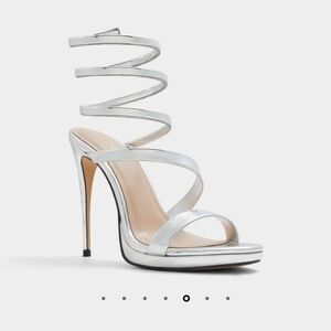 Aldo Metallic Silver Spiral Heels